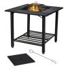 4-in-1 Square Fire Pit, Grill, Ice Bucket, Table
