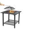 4-in-1 Square Fire Pit, Grill, Ice Bucket, Table