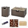 Propane Fire Pit with Side Table, Brown Rattan