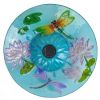 Glass Bird Bath with Metal Stand and Solar Light