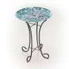 Teal Blue Mosaic Glass Bird Bath
