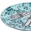 Teal Blue Mosaic Glass Bird Bath