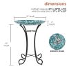 Teal Blue Mosaic Glass Bird Bath