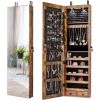 2-in-1 Jewelry Armoire Mirror, Brown Wood