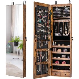 2-in-1 Jewelry Armoire Mirror, Brown Wood