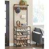 Industrial Hall Tree Coat Rack, 4 Shelves