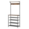 Industrial Hall Tree Coat Rack, 4 Shelves