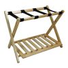 Wood Luggage Rack with Shelf, Natural Finish