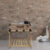 Wood Luggage Rack with Shelf, Natural Finish