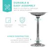Polyresin Bird Bath, Aged Silver Finish