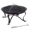 30in Round Steel Outdoor Fire Pit in Bronze