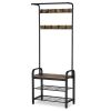 Industrial Hall Tree Coat Rack Shoe Bench