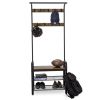 Industrial Hall Tree Coat Rack Shoe Bench