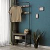 Industrial Hall Tree Coat Rack Shoe Bench