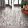 5x8 Black Off-White Chevron Coastal Area Rug