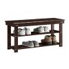 Espresso Brown Wood 2-Shelf Shoe Rack Bench