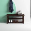 Espresso Brown Wood 2-Shelf Shoe Rack Bench