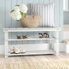 White Slatted Wood 2-Shelf Shoe Rack Bench