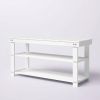 White Slatted Wood 2-Shelf Shoe Rack Bench