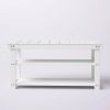 White Slatted Wood 2-Shelf Shoe Rack Bench