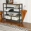 Industrial 5-Tier Shoe Rack, Metal & Wood