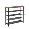 Industrial 5-Tier Shoe Rack, Metal & Wood
