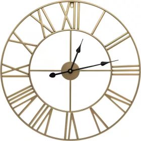 Gold Metal Roman Numeral Wall Clock, 24in