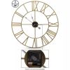 Gold Metal Roman Numeral Wall Clock, 24in