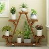 Wood Triangular Plant Stand with Locking Wheels