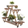 Wood Triangular Plant Stand with Locking Wheels