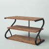 Industrial Metal Wood Shoe Rack, 9 Pairs