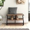 Industrial Metal Wood Shoe Rack, 9 Pairs