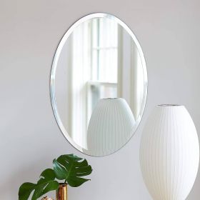 36in Oval Frameless Beveled Wall Mirror