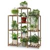 Wood Bookcase Plant Stand, Holds 9 Planters