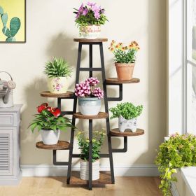 Multi-Tier Plant Stand, Black Metal & Wood