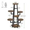 Multi-Tier Plant Stand, Black Metal & Wood