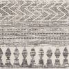 6.6ft x 9ft Grey Ivory Chevron Stripe Boho Area Rug