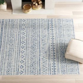 6.5ft x 9ft Blue Grey Chevron Coastal Area Rug