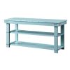 Sea Foam Blue Wood 2-Shelf Shoe Rack Bench