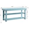 Sea Foam Blue Wood 2-Shelf Shoe Rack Bench
