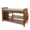 Wood Shoe Rack Bench with Cushioned Seat