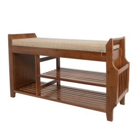 Wood Shoe Rack Bench with Cushioned Seat