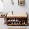 Wood Shoe Rack Bench with Cushioned Seat