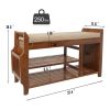 Wood Shoe Rack Bench with Cushioned Seat