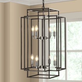 8-Light Industrial Farmhouse Lantern Chandelier (Option: Black)