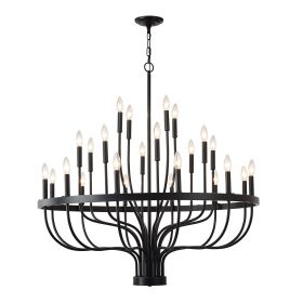 24-Light Black Industrial Candle Chandelier (Option: Matte Black)