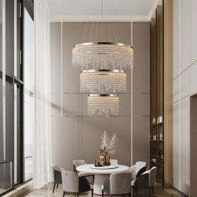 24in Crystal Chandelier LED Ceiling Lamp (Option: Chrome)
