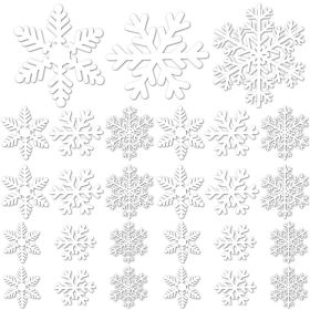 5 Sheets 135 Pcs Christmas White Snowflakes Window Clings 3 Designs Snowflake Static Stickers Winter Snow Flakes Clings For Christmas New Year Ho (Option: white)