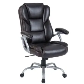 Ergonomic Executive Office Chair With Contoured Backrest, Adjustable Height & Recline For Home Office-Brown (Option: defaulttitle)