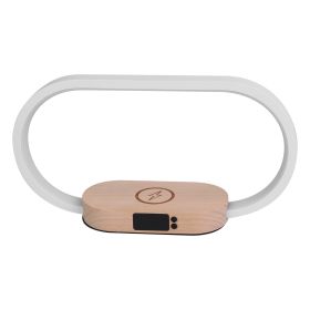 1 Set Bedside Table Lamp Touch Control Lamp With Clock Wireless Charging LED Desk Lamp Dimmable Nightstand Reading Lamp (Option: white)